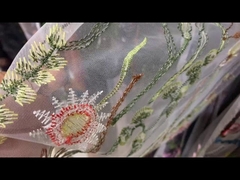 रंगीन ट्यूल फैब्रिक लेस उच्च रंग स्थिरता 130 सेमी कढ़ाई