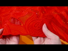 लेस को 100% पॉलिएस्टर सफेद कढ़ाई वाले आईलेट लेस ट्रिम से सजाएं