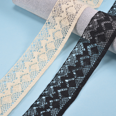 OEM Crochet Ribbon Cotton Lace Border With Flower Width 5cm