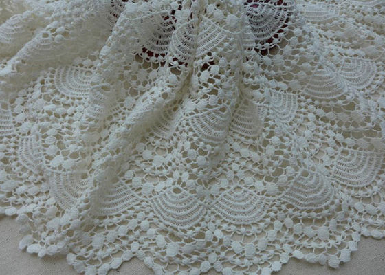 Vintage French Crocheted Cotton Lace Fabric Scalloped Edge