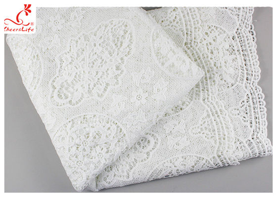 Guipure Embroidered Floral Lace Fabric With Chemical Poly Milk Silk