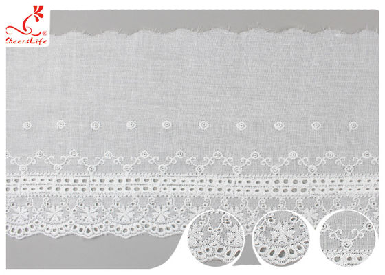 White Cotton Lace Fabric / Eyelet Lace Trim Ribbon