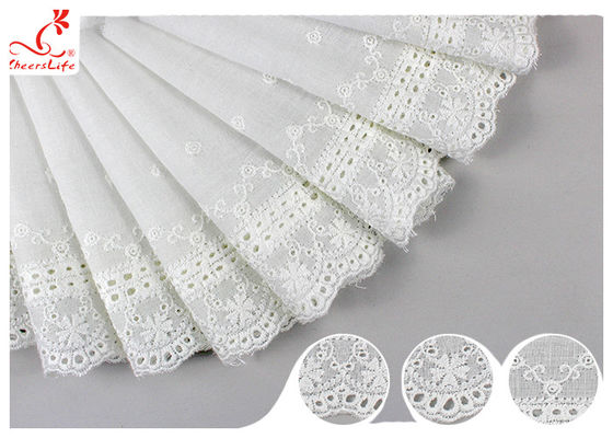 White Cotton Lace Fabric / Eyelet Lace Trim Ribbon