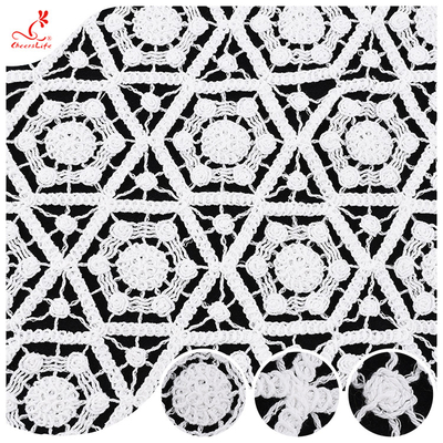 श्वेत गुइप्यूर फीता कपड़े कढ़ाई कॉर्ड फीता कपड़े कपड़े के लिए