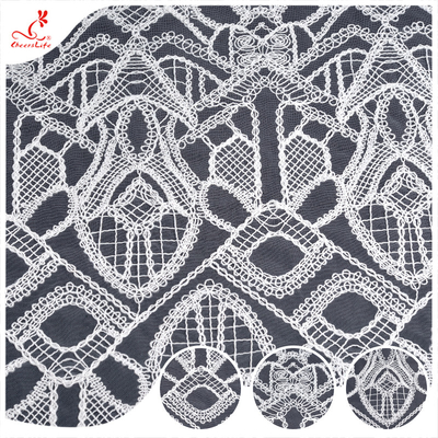 थोक कढ़ाई बुना हुआ फीता टूल पॉलिएस्टर गिपुर कॉर्ड फीता कपड़े शादी की पोशाक के लिए