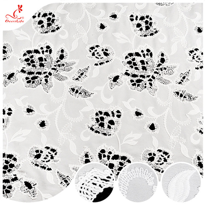 गर्म बिक्री सफेद कढ़ाई पुष्प कपड़े नरम खोखले बाहर eyelet पॉलिएस्टर कढ़ाई कपड़े
